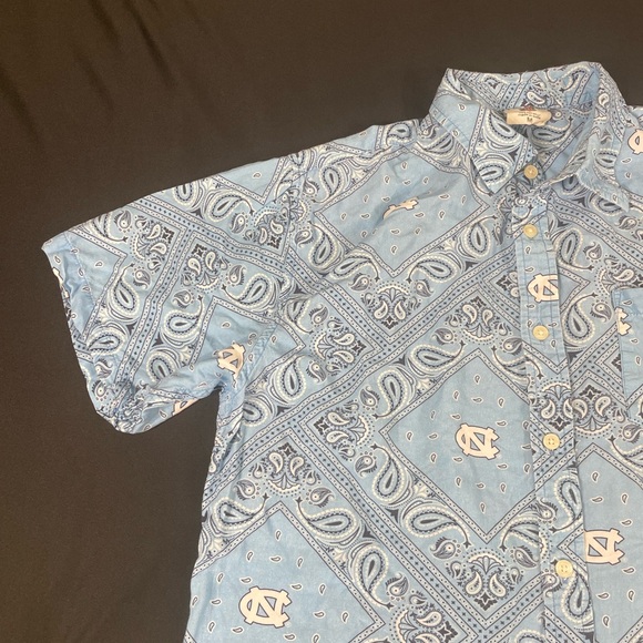 Wes And Willy North Caroline Tar Herls Mens Blue Short Sleeve Button Up Shirt M - Picture 4 of 12